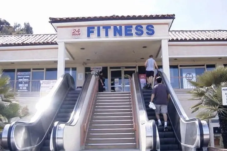 Escalators at a Fitness Center