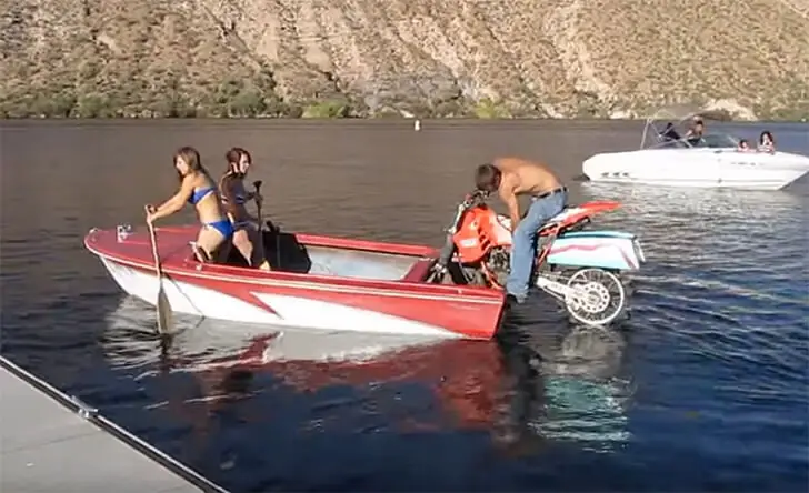Motorcycle-Boosted Boat Adventure