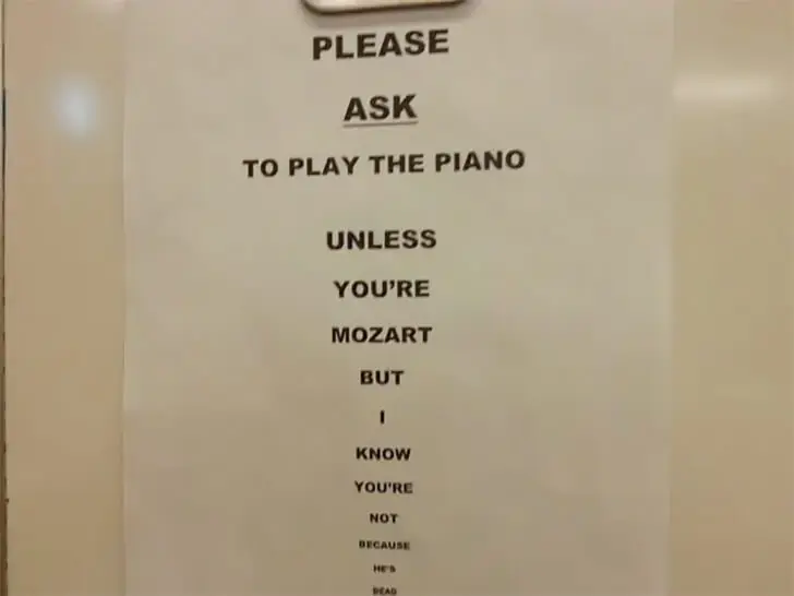 Klavierspielen? Nur mit Erlaubnis