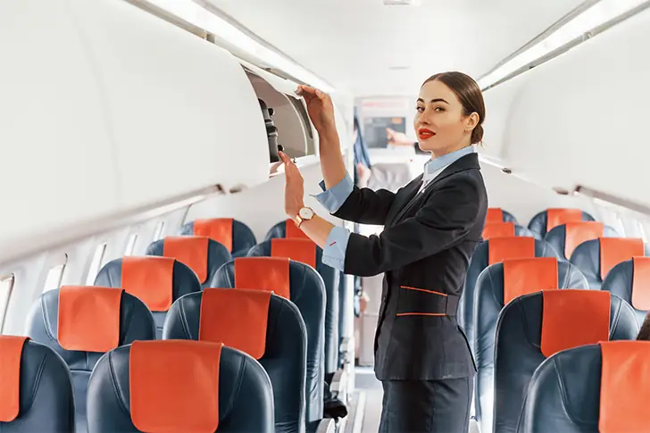 De beminnelijke stewardess keerde terug.